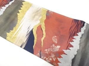 アンティーク　遠山に樹木模様織り出し袋帯（材料）